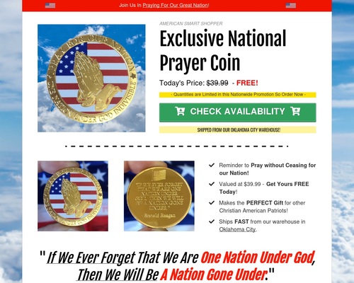 Free National Prayer Coin Gold Coin