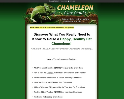 Chameleon Care Guide – Only Product in Booming Niche – 75% Commissions