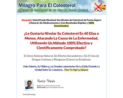 Milagro Para el Colesterol. Tratamiento Natural. 90% Comisión.